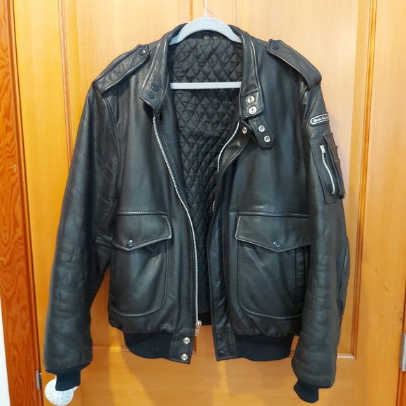 Vintage Hein Gericke men's leather motorcycle jacket black Size 50 Large… - Picture 2 of 13